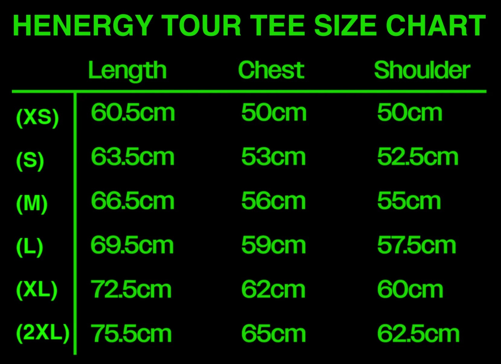 SIZE CHART